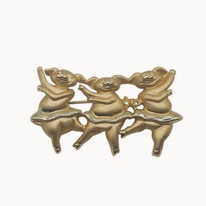 Three Dancing Pigs Figural Cute Funny Stmt Brooch‎ Nursery Rhyme Figural Country
